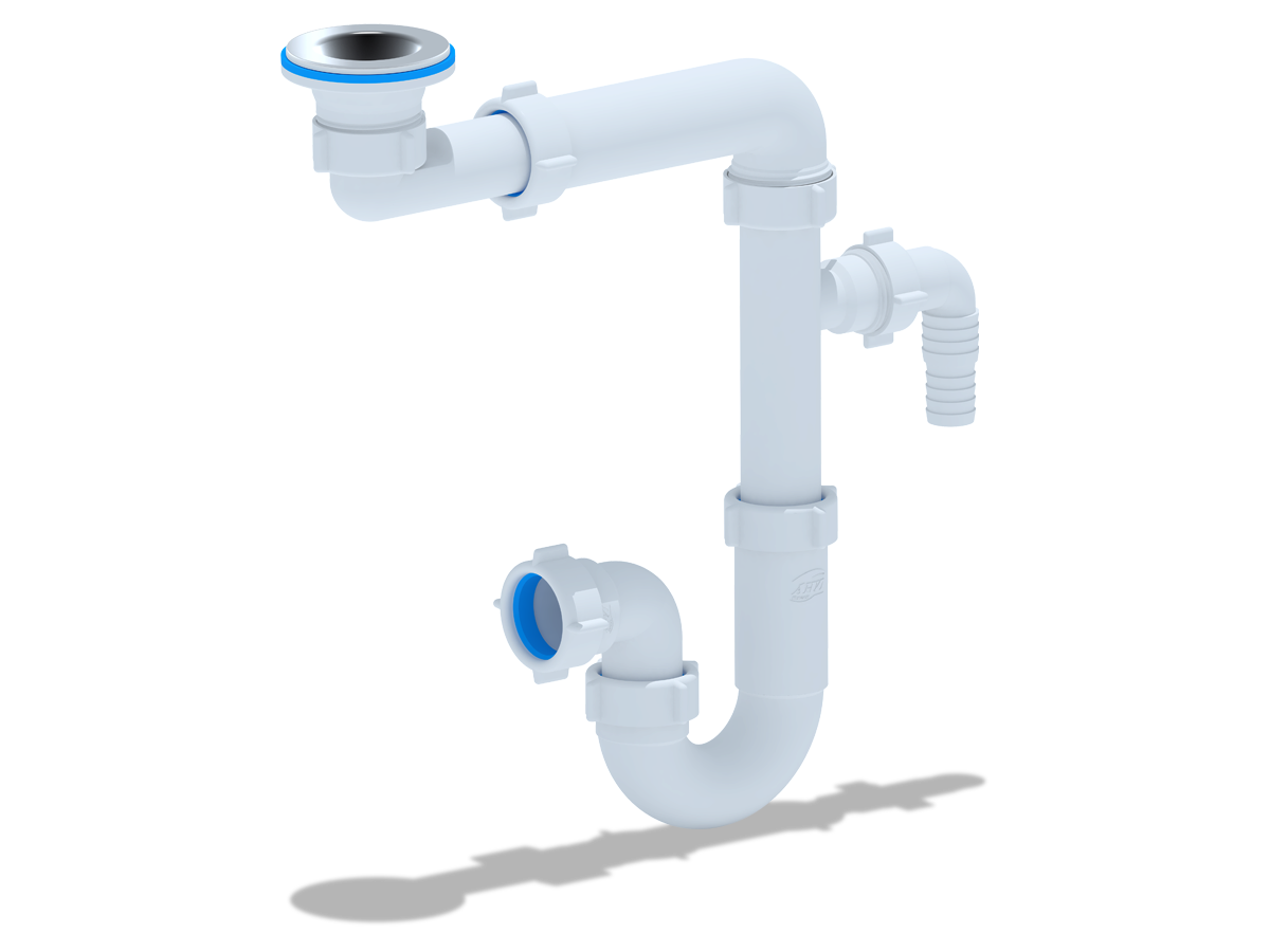 Сифон для раковины АНИ Пласт DB5300 смещенный 1 1/4 дюйма 32 с отводом для стиральной машины