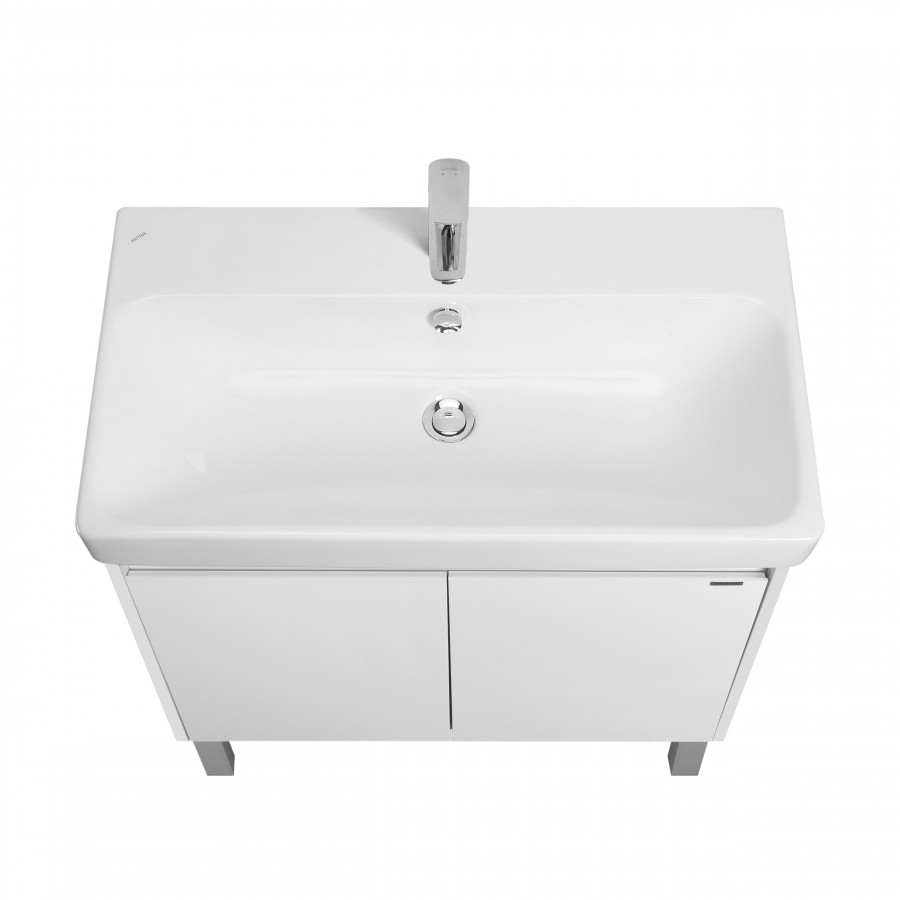 Тумба СКАНДИ DOORS 80, универс., 2 дв., белый глянец/белый матовый (под раковину АДРИАНА 80)