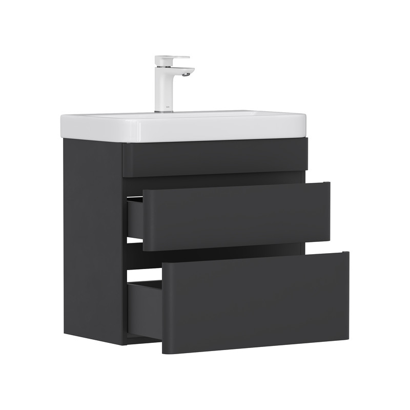 Тумба EQUIL Eltoro 70 подвесная 2 ящ. черный софт (под раковину 9595-70)