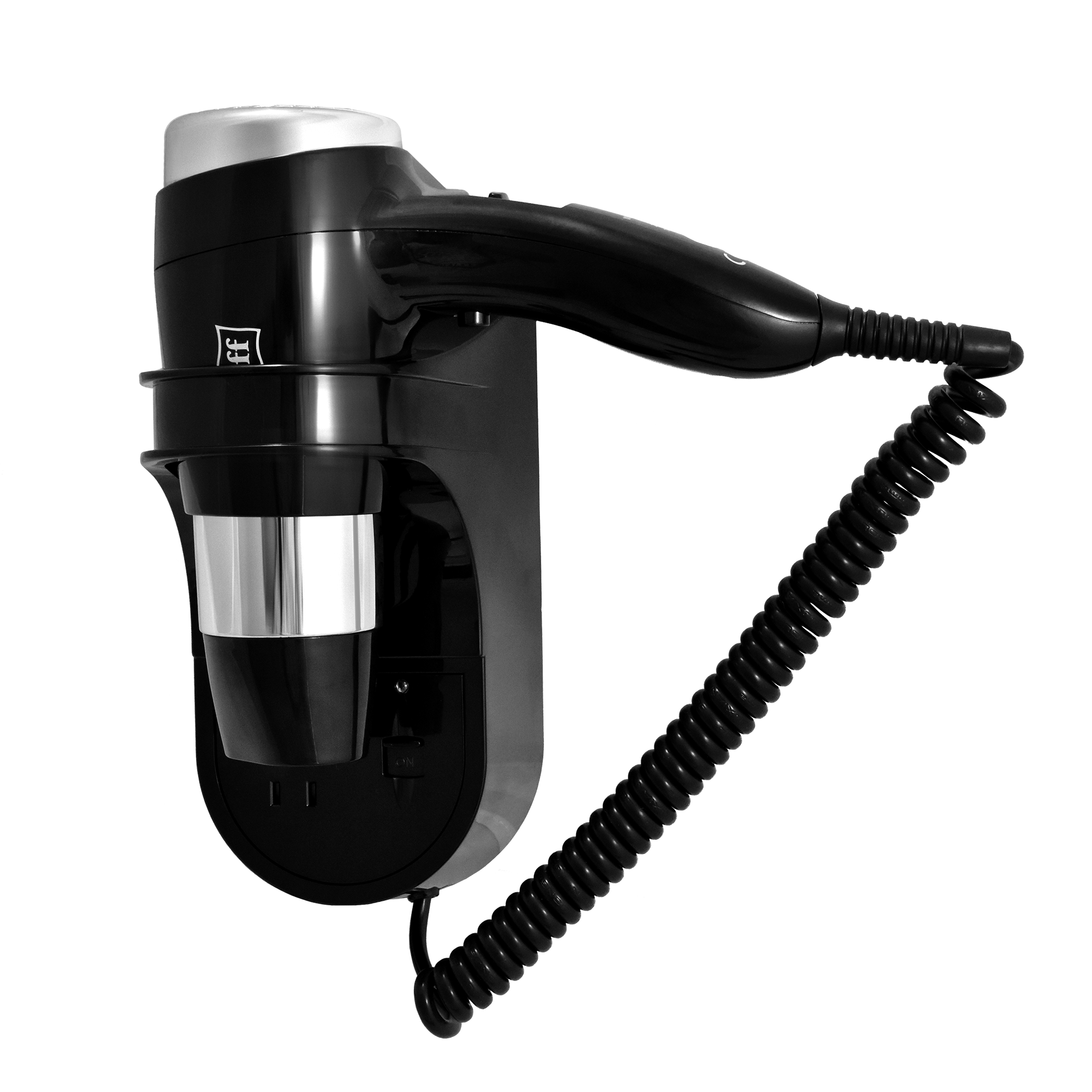 Фен для волос настенный PUFF-1600ВlB черный, с розеткой, 1,6 кВт (0405.013)