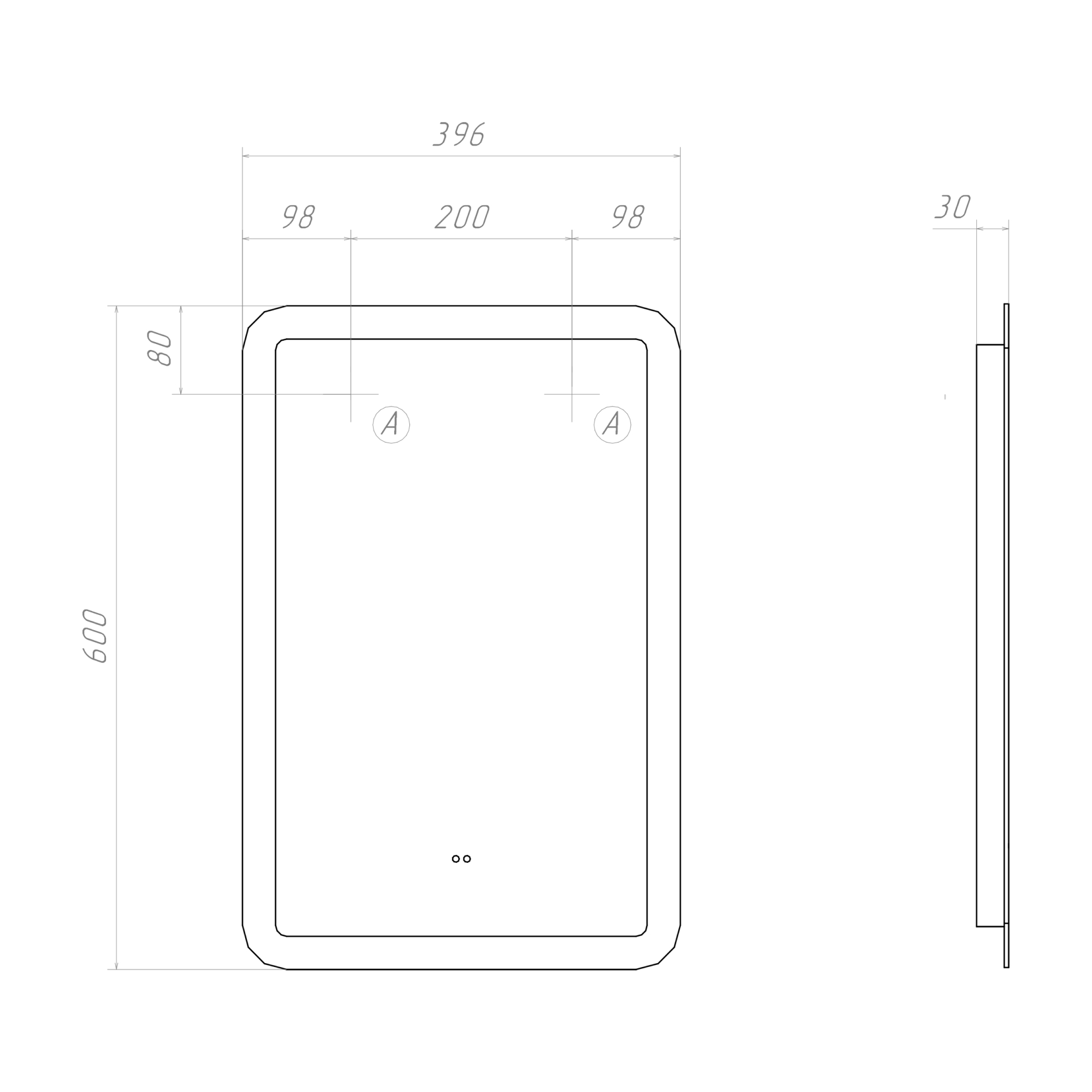Зеркало с подсветкой VIGO Wing Classic 400