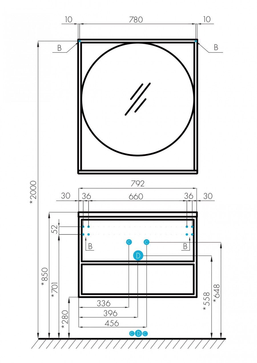 Зеркало ЛОФТ ФАБРИК 80, дуб эндгрейн