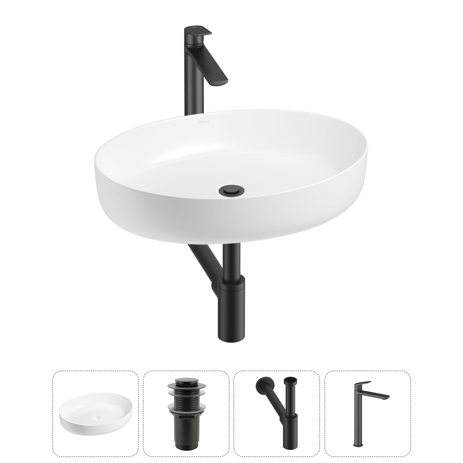 Накладная раковина для ванной комнаты Wellsee Belle Spa 3.0 20212670R в наборе 4 в 1: раковина белый