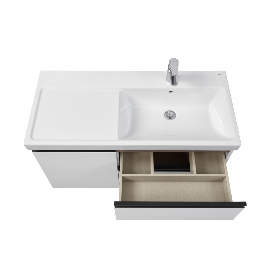 DOMI Тумба под раковину Gap Plus 100, 2 ящ., 1 дв., белый глянец, правая, ROCA