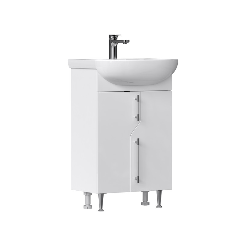 Тумба Adel 50, напольная, 2 дв., белая (под раковину Рива 50), VOLNA