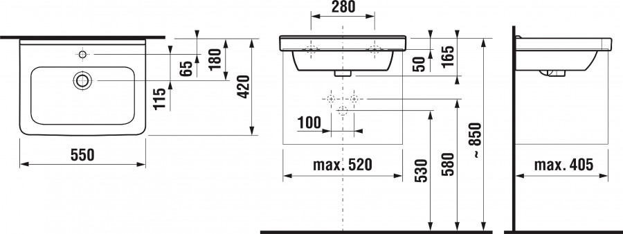 Раковина Jika Cubito 55х42 1 отверстие  JIKA