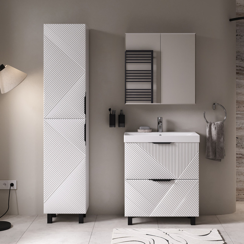 Шкаф зеркальный Geometry 40, напольный, белый, VOLNA