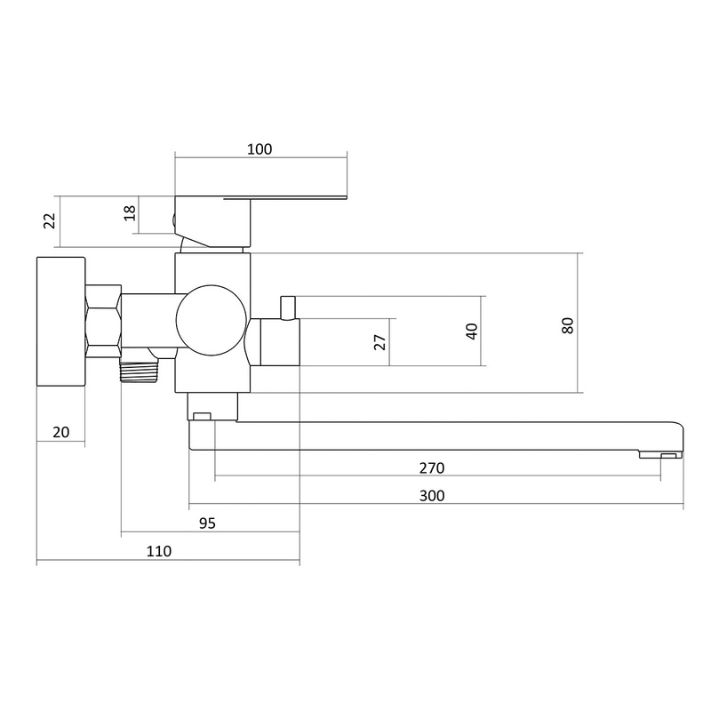 Смеситель для ванны СЛАВЕН Сталь СЛ-ОД-Ж31 нержавеющая сталь