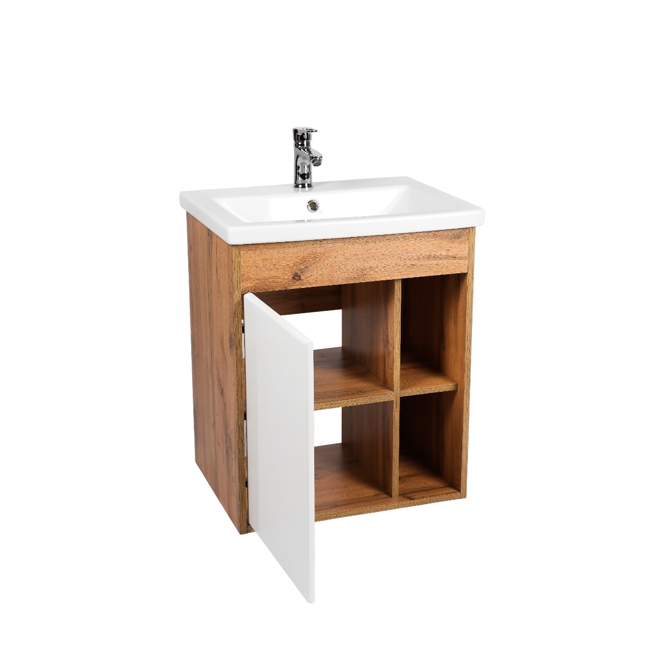 Тумба под раковину VIANT БОСТОН 50 подвесная дуб вотан/белый (VBOS50CO-T1STP)