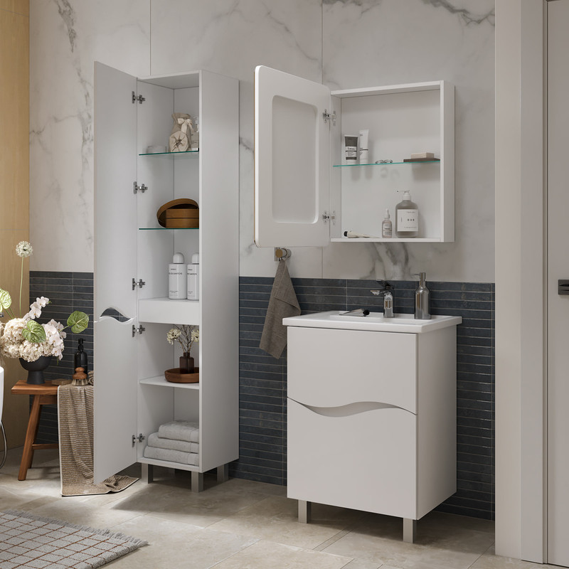 Пенал Волна/Volna 40, напольный , белый, VOLNA