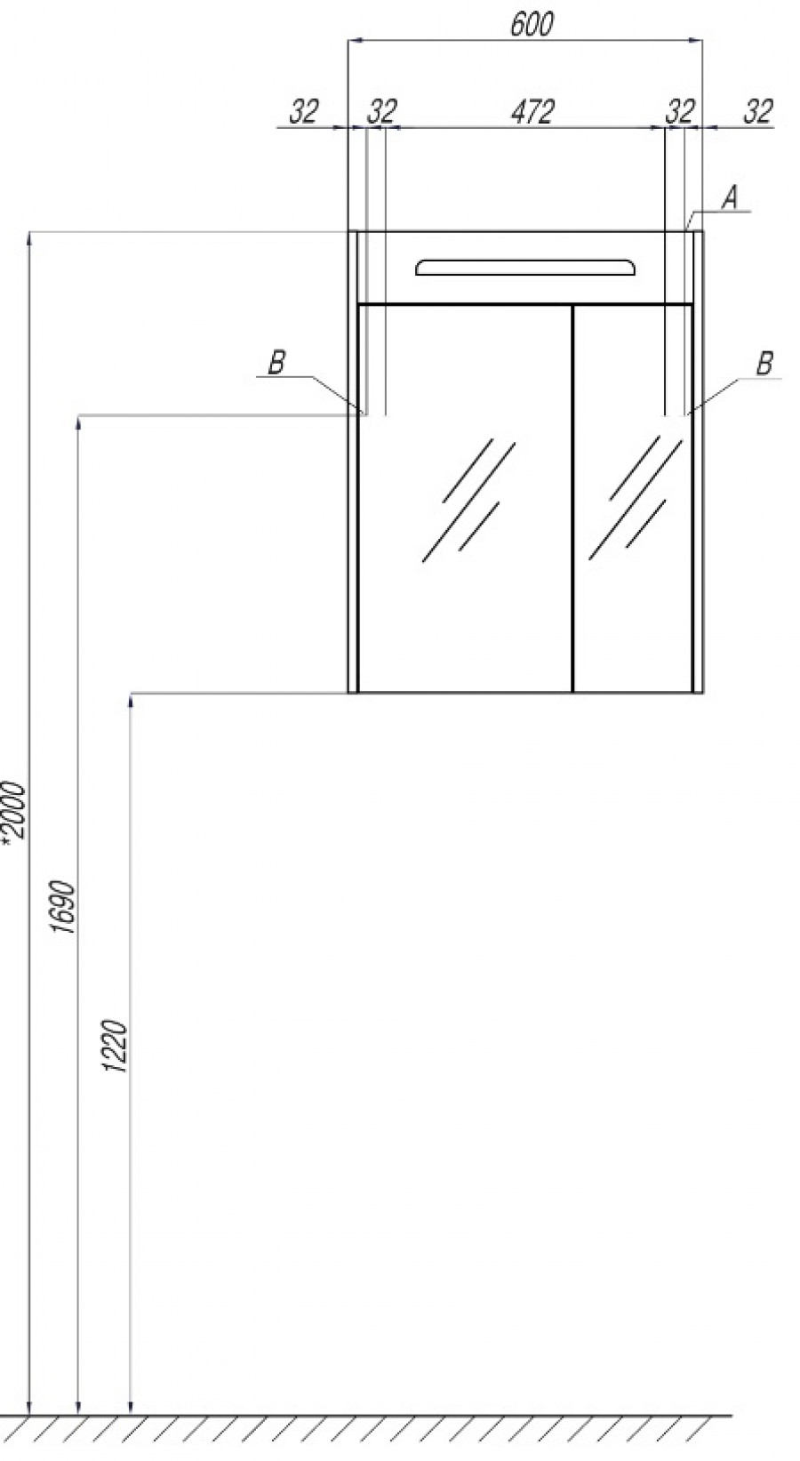 Зеркальный шкаф СИЛЬВА 60, дуб фьорд