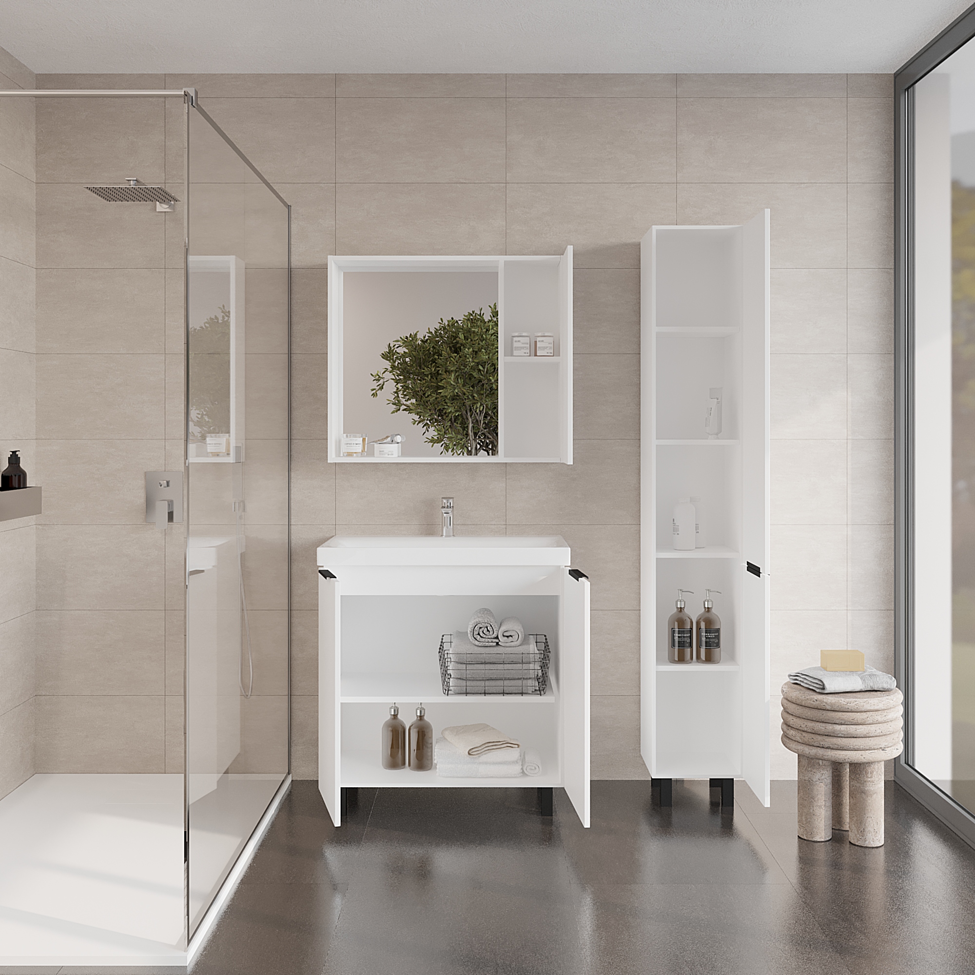 Шкаф-пенал VIANT БЕРЛИН 30 напольный белый (VBER300BEL-PEN)