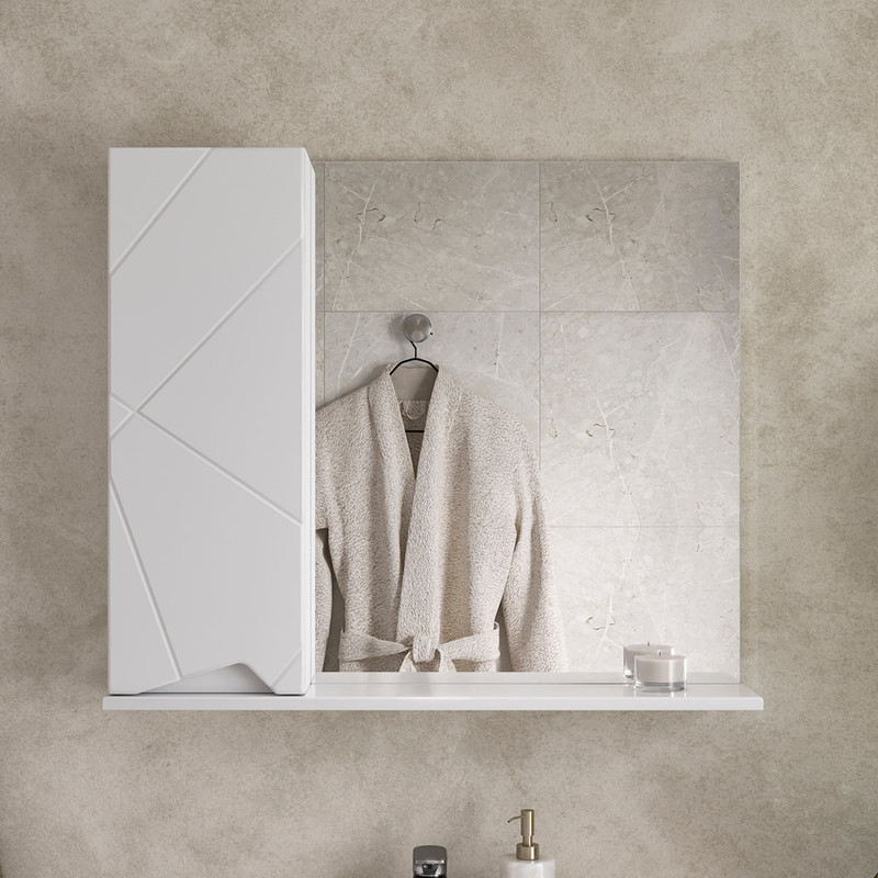 Зеркало-шкаф Pronto 80 левый, белый, VOLNA