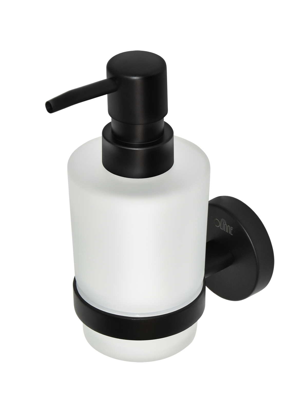 Дозатор для жидкого мыла стеклянный  "Solinne", сталь, черный матовый, стекло сатин, коллекция Вальс