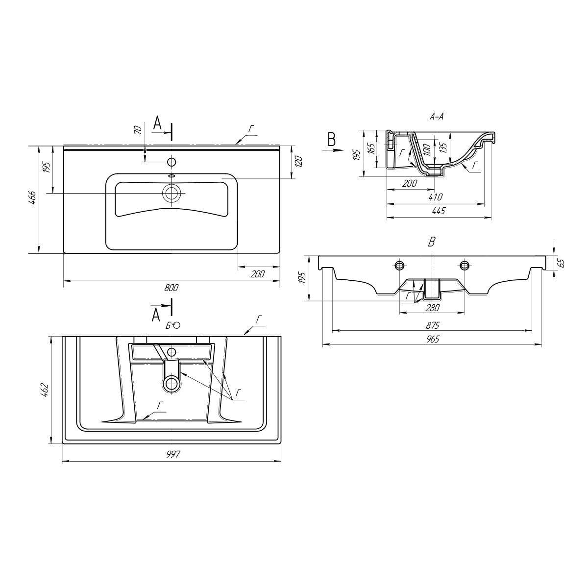 Раковина керамическая "Гармония-100"