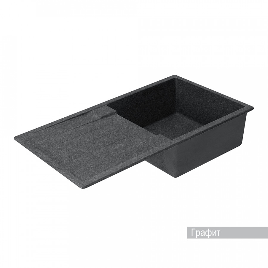 Мойка для кухни  Верона 855x500x210 мм, прямоуг. с крылом, графит