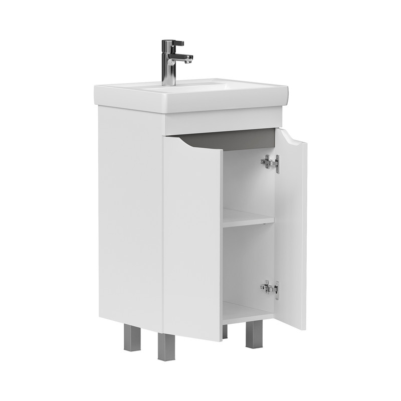 Тумба Lake 50, напольная, 2 дв., белый/серый оникс (под раковину Тигода 50), VOLNA