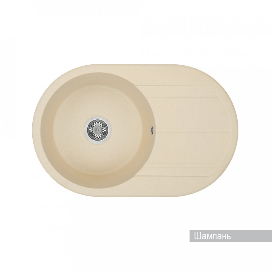 Мойка для кухни  Амира  780x500x211 мм, круглая с крылом, шампань