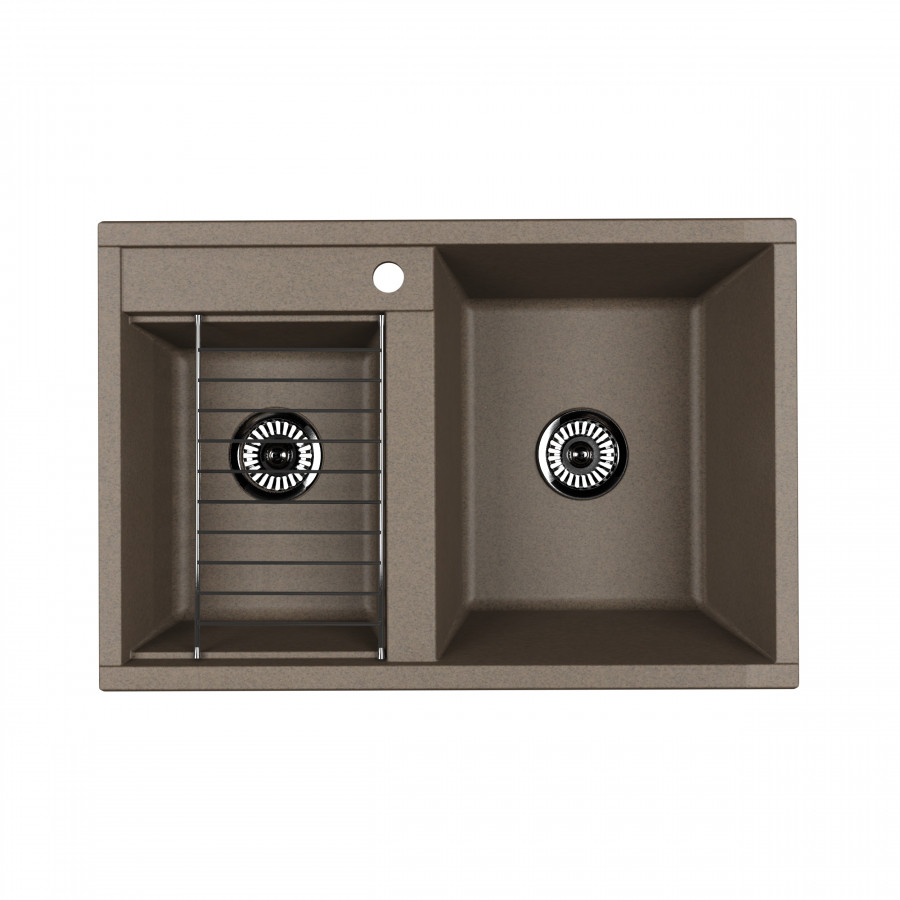 Мойка для кухни  Делия 78 DBL  780x520x218 мм, прямоуг. с крылом, серый шелк