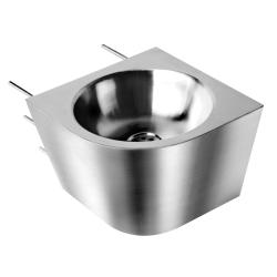 Раковина из нержавеющей стали настенная  полукруглая c антивандальным креплением левая, шт