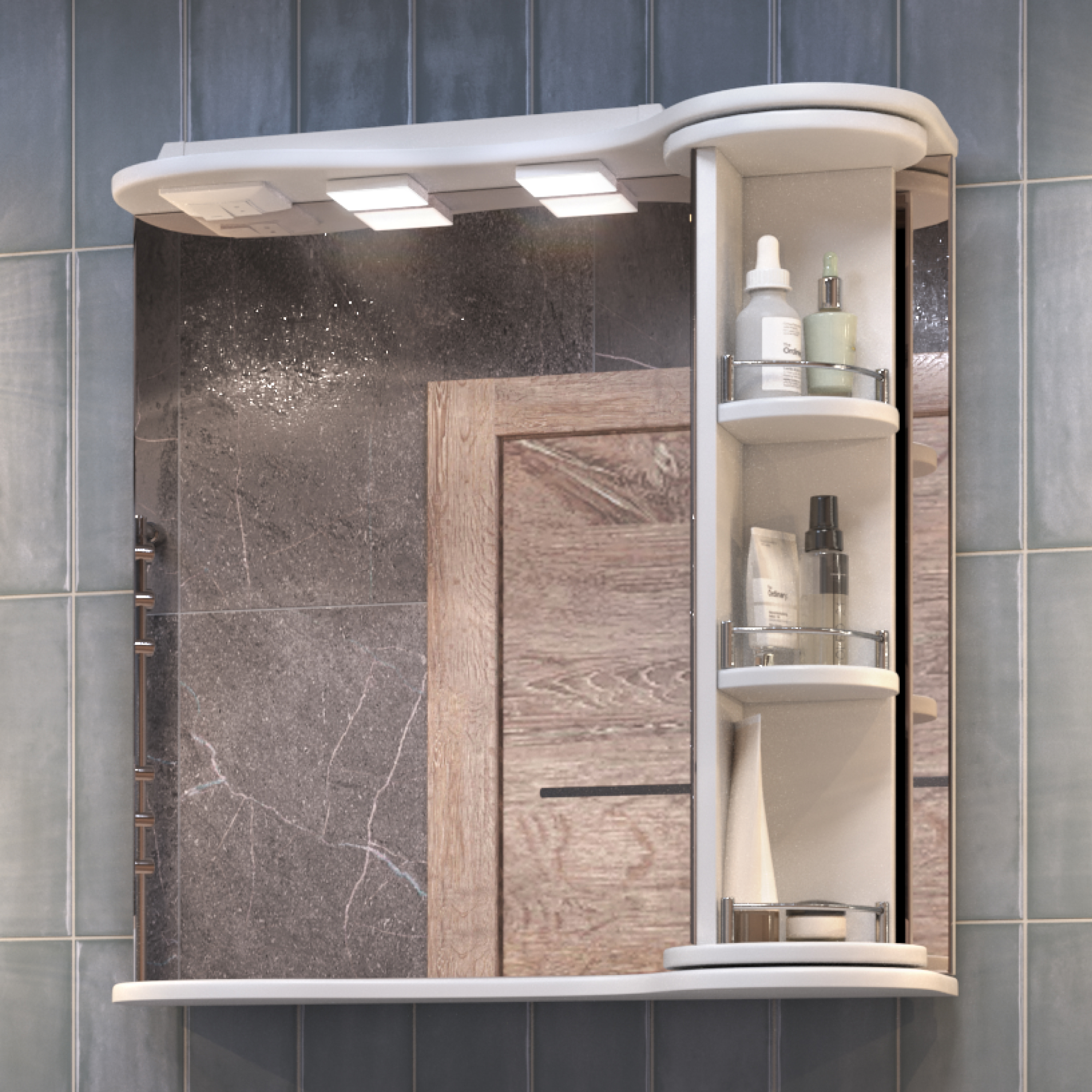 Зеркало с полками VIGO Callao 70 подвесное белый (zsh.CAL.70.El)