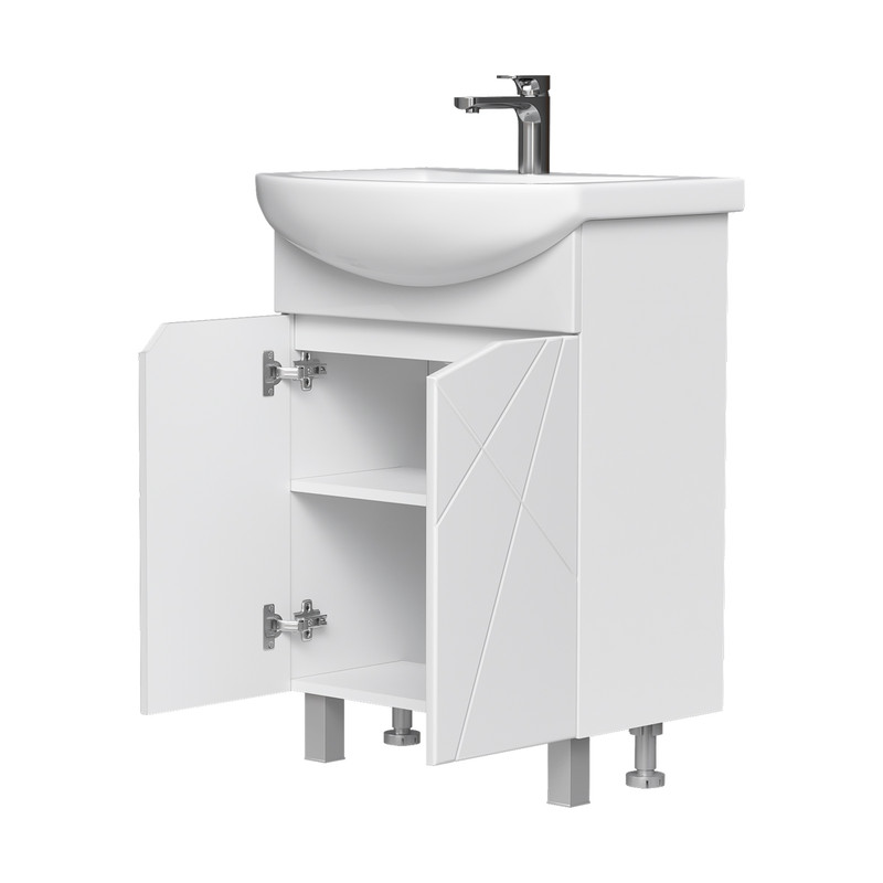 Тумба Pronto 60, напольная, 2 дв., белая (под раковину Балтика 60), VOLNA