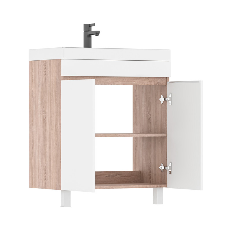 Тумба Conty 60, напольная, 2 дв., белый/дуб снома (под раковину 9696-60), VOLNA