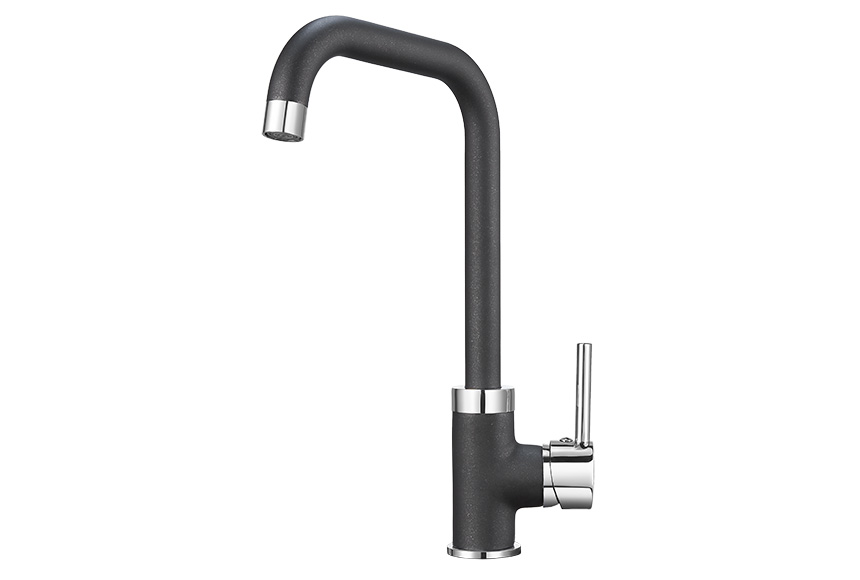 0041, ШВАРЦ Смеситель для кухни однорыч., черн. метал., GRANULA