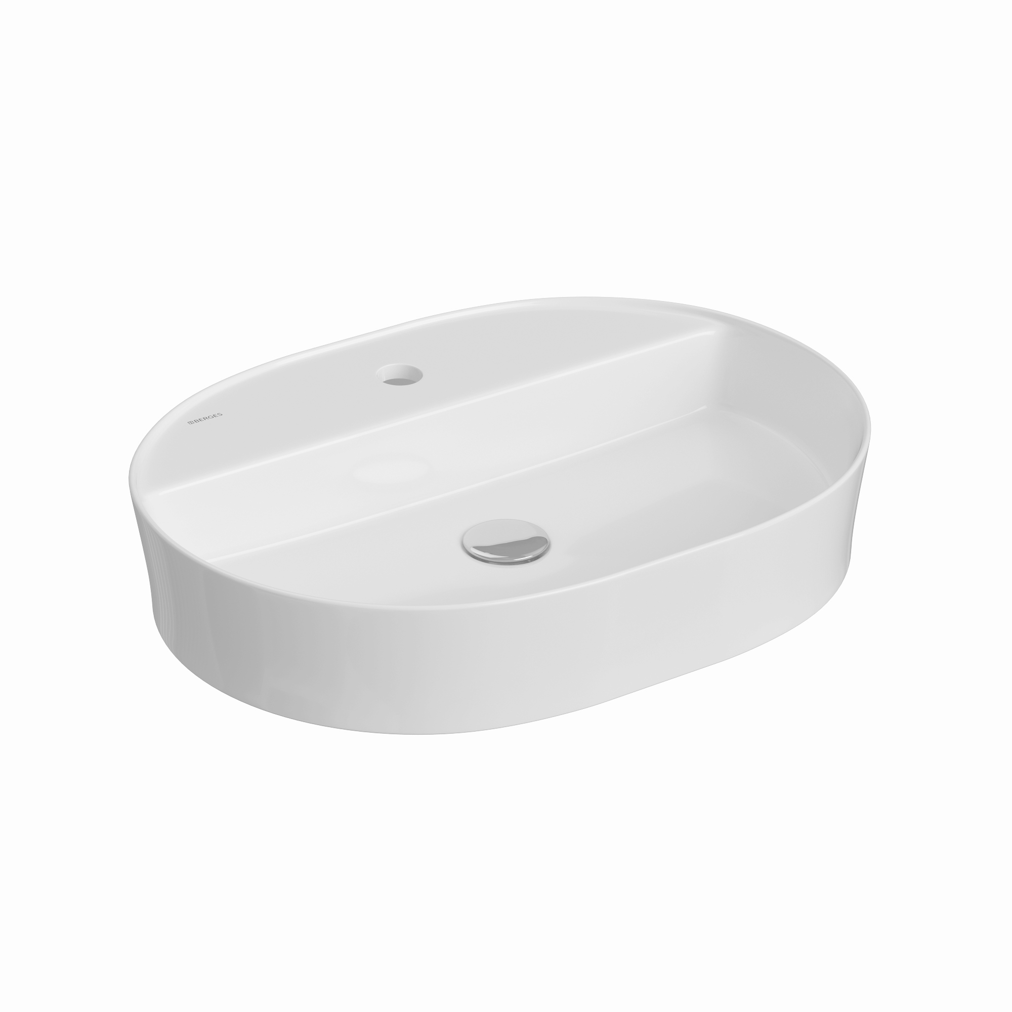 Раковина Ego SL накладная овал 60х45 см, с отверстием под смеситель, овальная, белый глянец, BERGES
