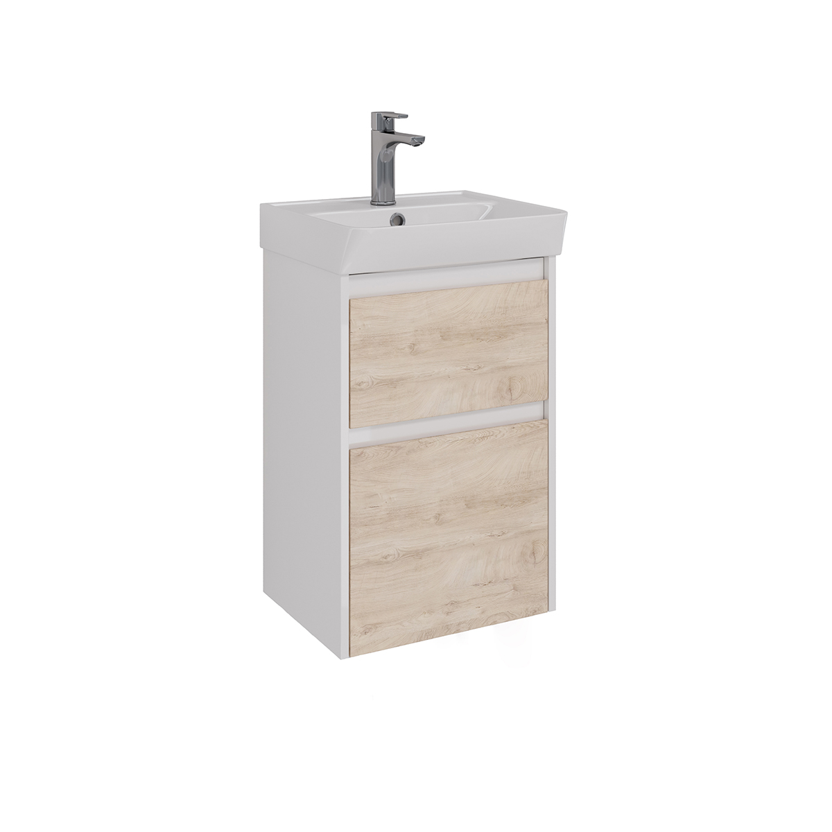 Тумба Lemark COMBI 45см под 1 раковину, подвесная/напольная, 2 ящика, цвет фасада: Дуб кантри, цвет 