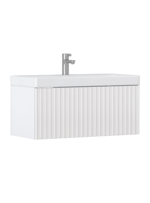 Тумба под раковину VELVEX Compo 800-0-1 (9696) навесная белый глянец