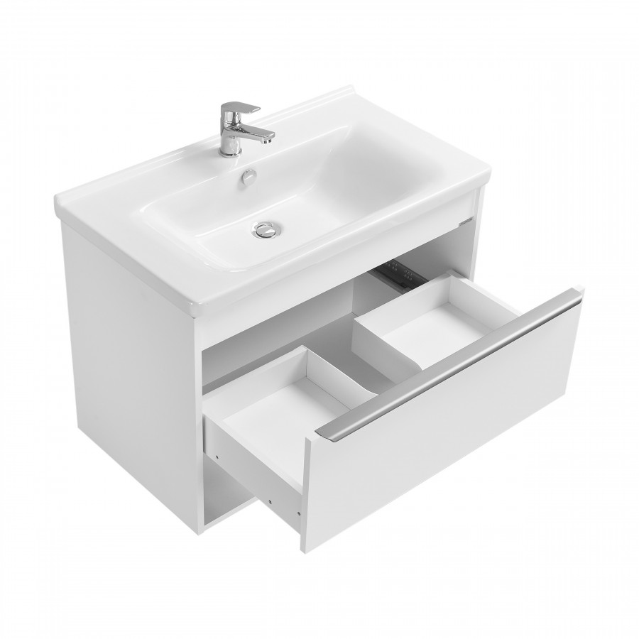 Тумба-умывальник ХОУП 80, 1 ящ., подвесная, белый матовый (под раковину МИРАНДА 80)