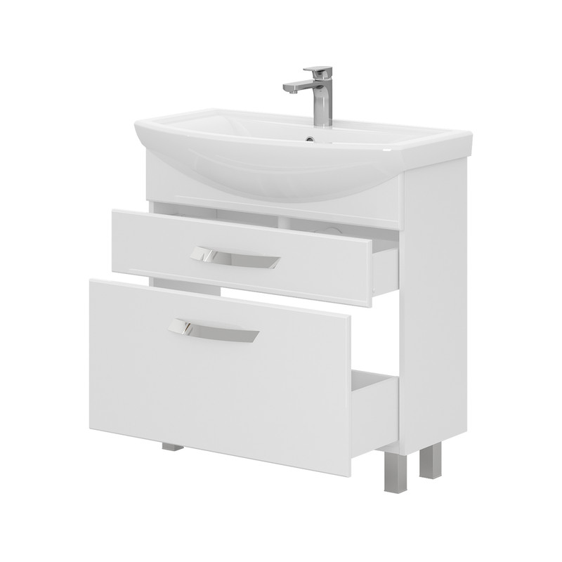 Тумба Onda 70, напольная, 2 ящ., белая (под раковину Балтика 70), VOLNA