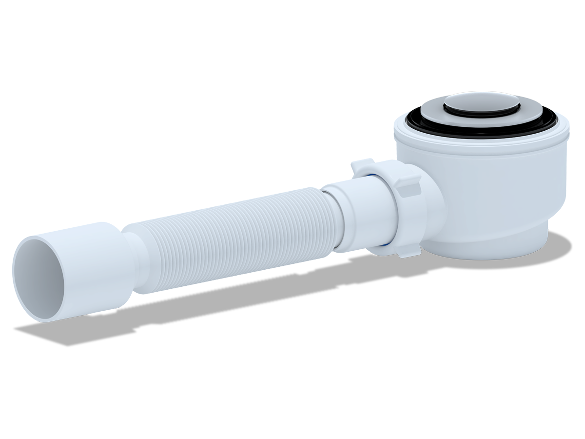 Сифон для душевого поддона АНИ Пласт E415CLS 1 1/2 дюйма 50 клик-клак с сеткой с гибкой трубой 40х50