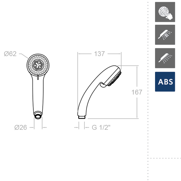 Держатель лейки настенный нерегулируемый ABS 3544 хром
