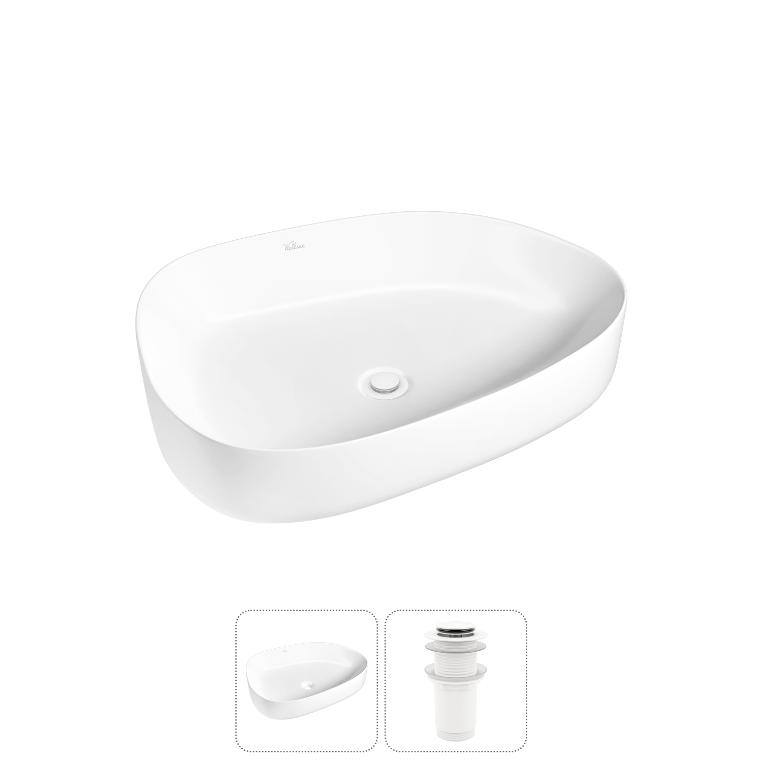 Накладная раковина для ванной комнаты Wellsee Belle Spa 3.0 20212720R в наборе 2 в 1: раковина белый