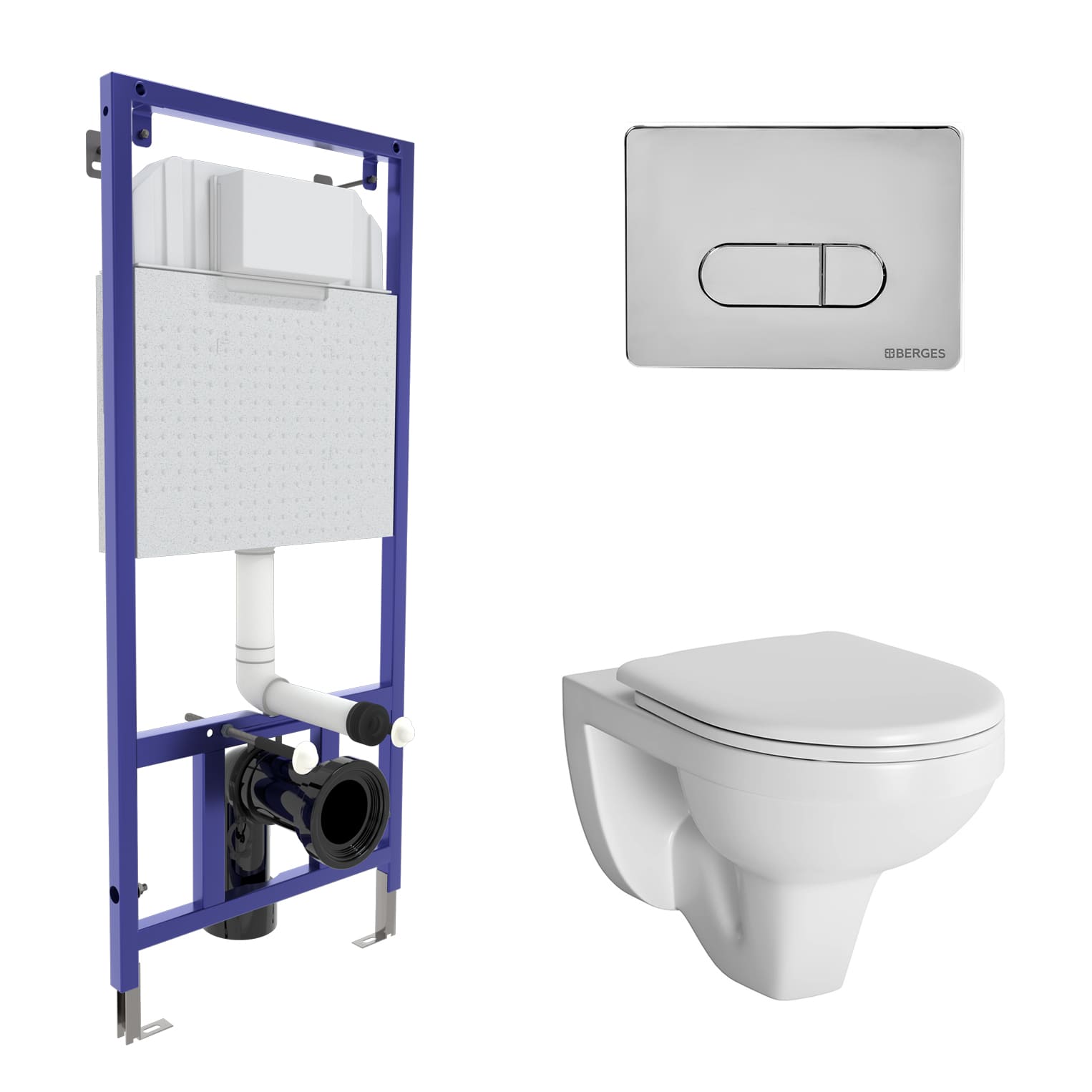 Комплект для монтажа подвесного унитаза GAMMA: инсталляция NOVUM525, кнопка D3, унитаз  с сиденьем G