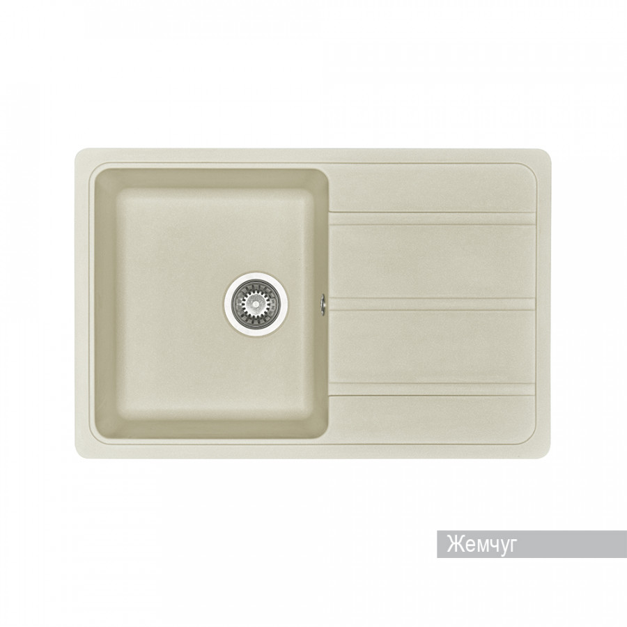 Мойка для кухни Аманда 780x510x211 мм, прямоуг. с крылом, жемчуг