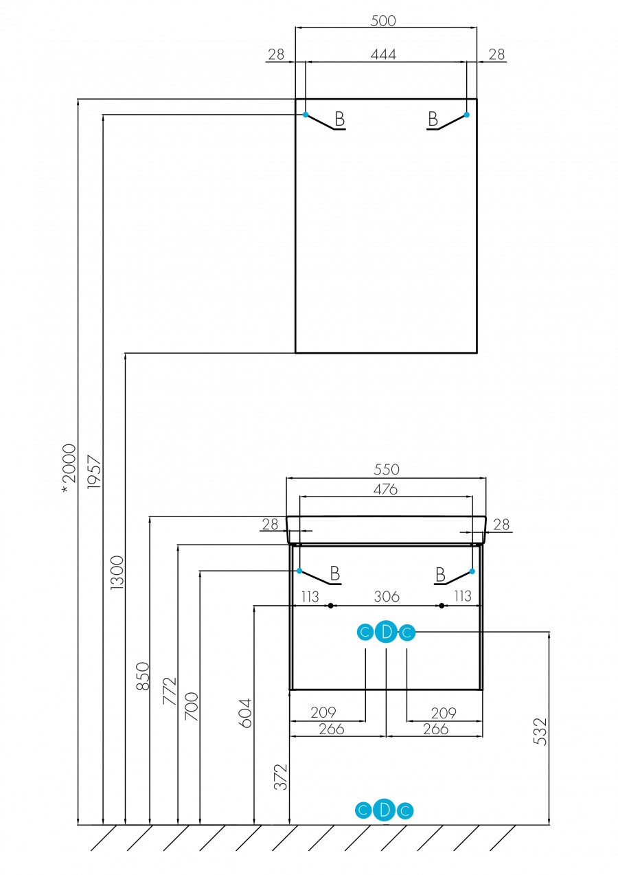 Зеркальный шкаф АСТИ 50, белый