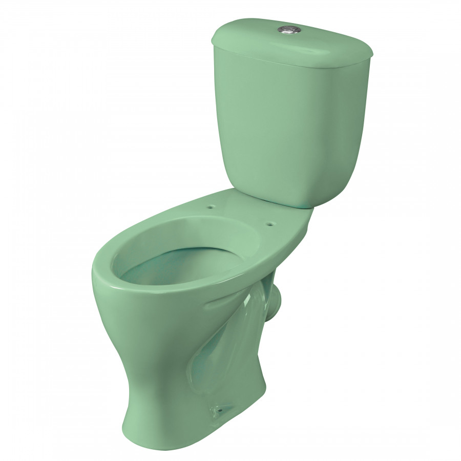 Унитаз-компакт "Воротынский" косой выпуск, с кнопочной арматурой и сиденьем, салатовый  SANTERI