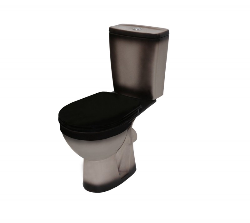 РИО Унитаз-компакт горизонт. вып., 2-х реж. арматура "Уклад", сид. полипр. "Уклад", черный, ROSA