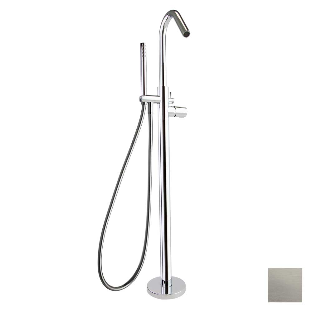 Напольный смеситель для ванны однорычажный с душевым комплектом TZAR 348503DNC никель брашированный