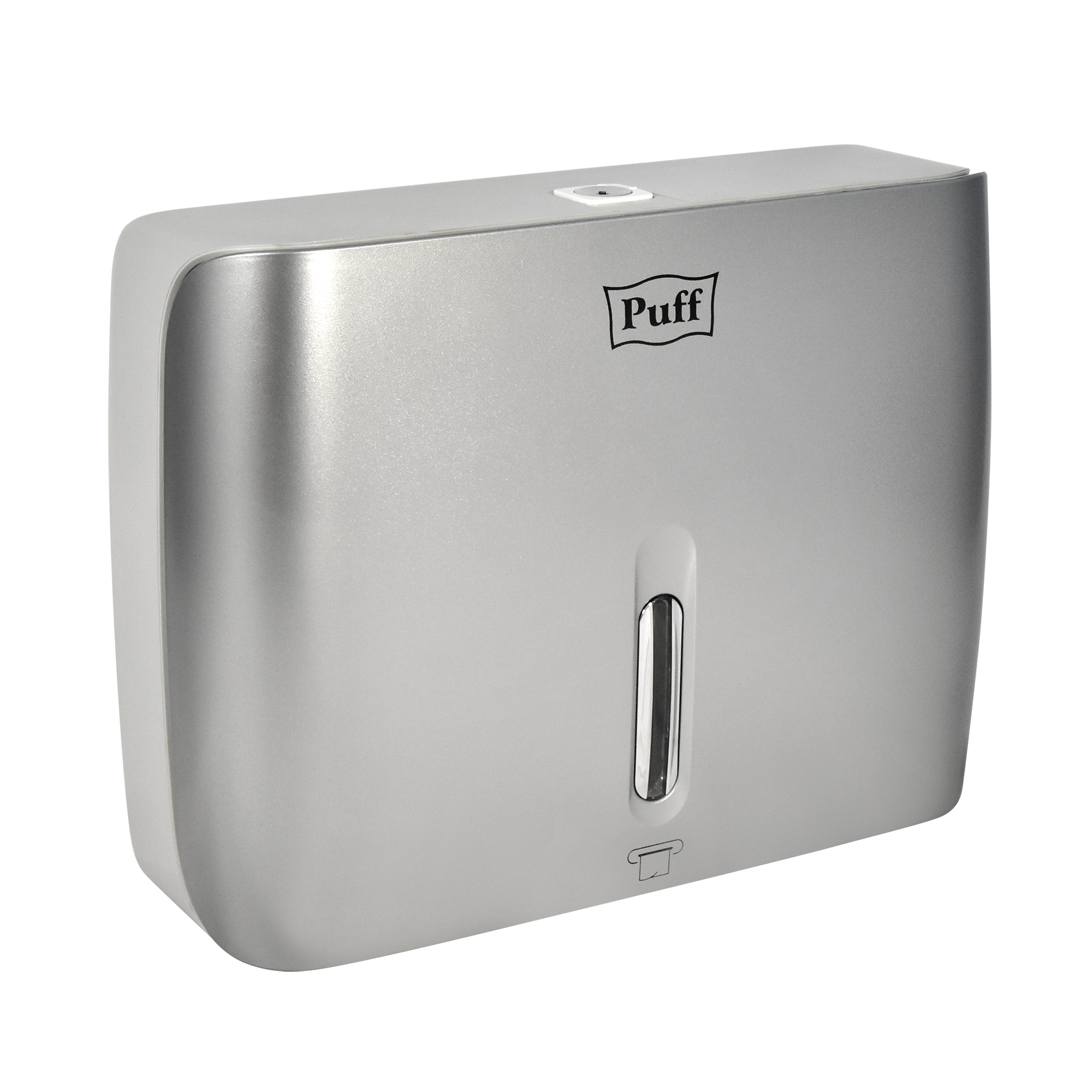 Диспенсер бумажных полотенец Puff-5145S, хром, с замком, ABS-пластик
