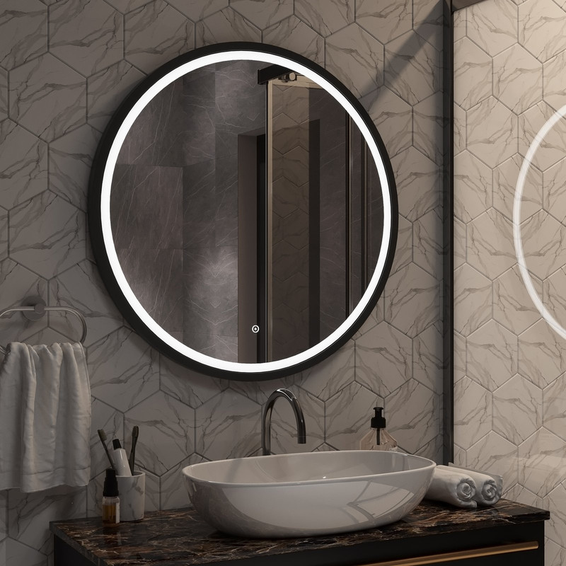 Зеркало Style  Black LED D 800