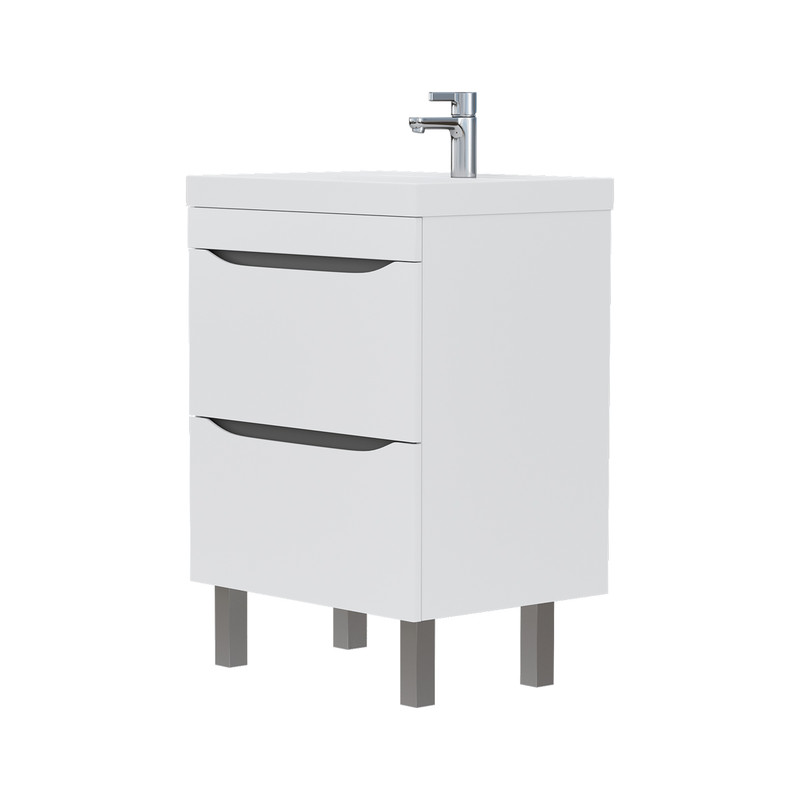 Тумба Prime 60, подвесная, 2 ящ., белый/темно-серый (под раковину 78857(60), VOLNA