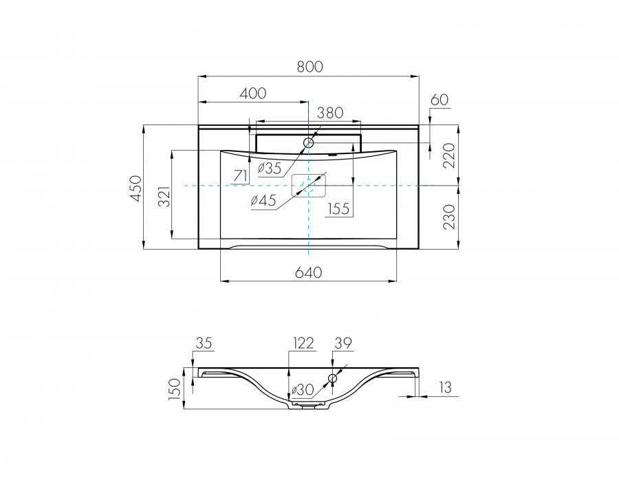 Раковина ПРЕМЬЕР М 80, белая
