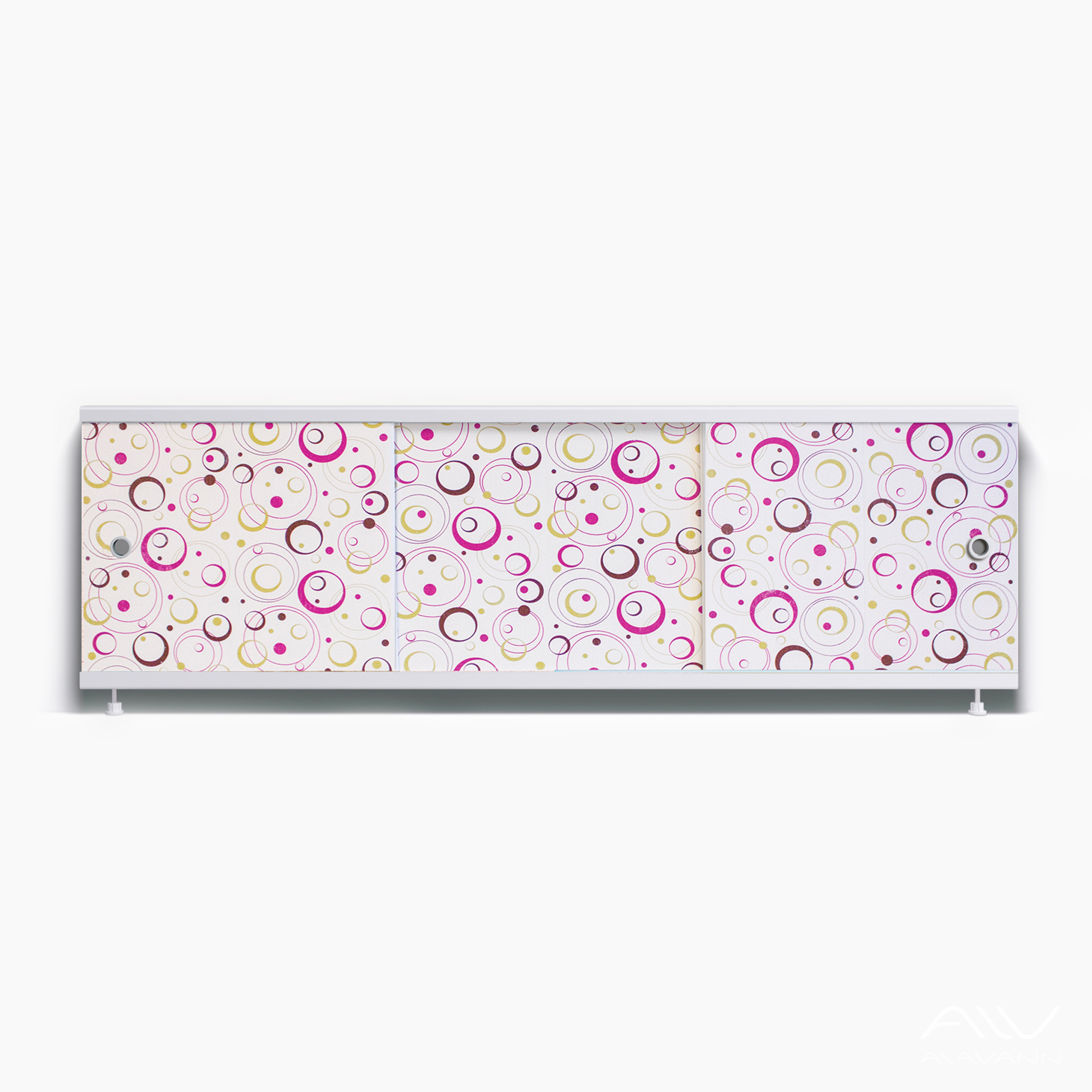 ОПТИМА_Decor Экран для ванны 150 см,ПВХ с офсетной печатью,(геометрия круги лиловые-044), ALAVANN