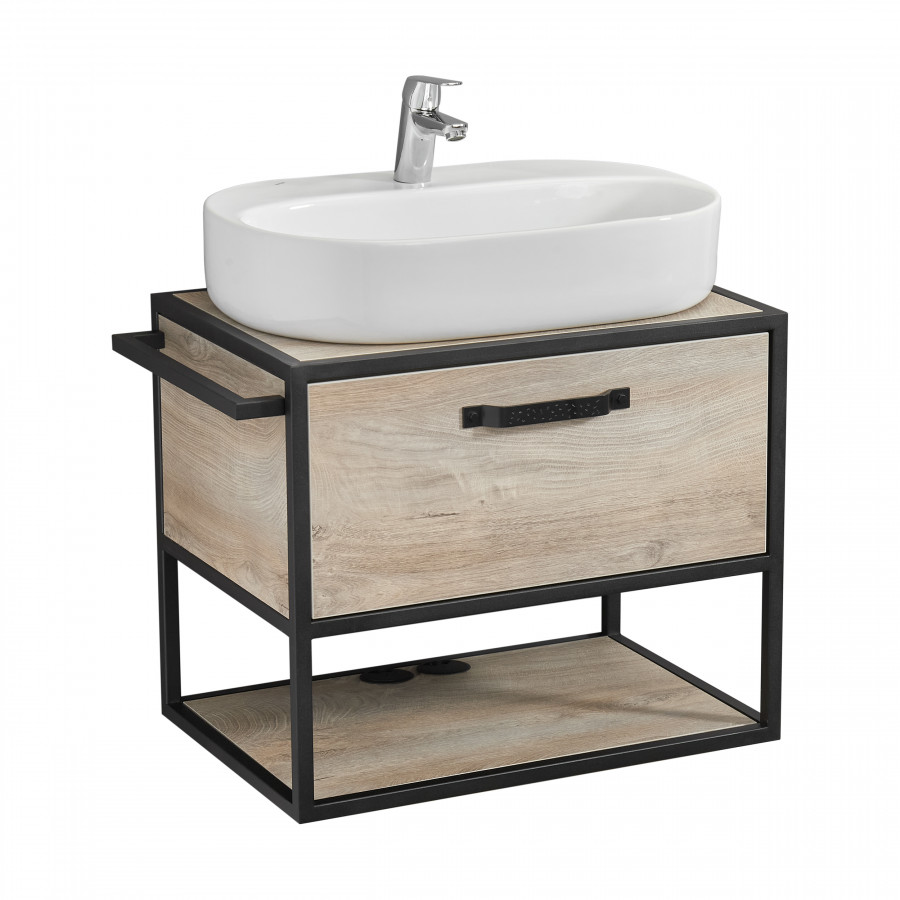 Тумба ЛОФТ ФАБРИК 65, дуб эндгрейн (под раковину ФАБИА 65, ОДРИ Round 62, ОДРИ Soft 42)