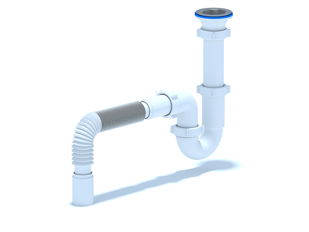 Сифон для мойки АНИ Пласт D0105 1 1/2 дюйма 40 прямоточный с гибкой тубой 40х40