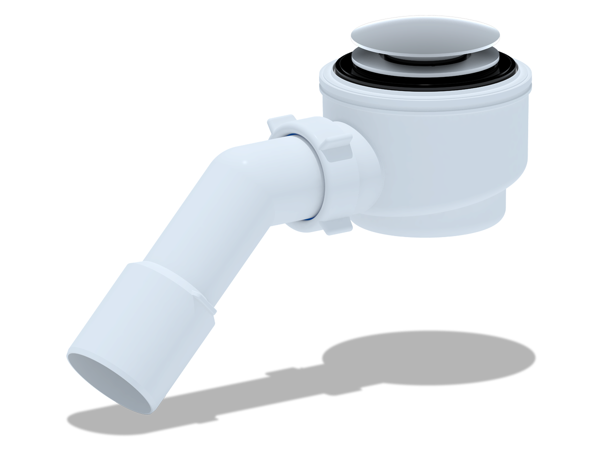 Сифон для душевого поддона АНИ Пласт E411CLGS 1 1/2 дюйма 50 клик-клак гриб с сеткой с переходной трубой 45 градусов 40х50